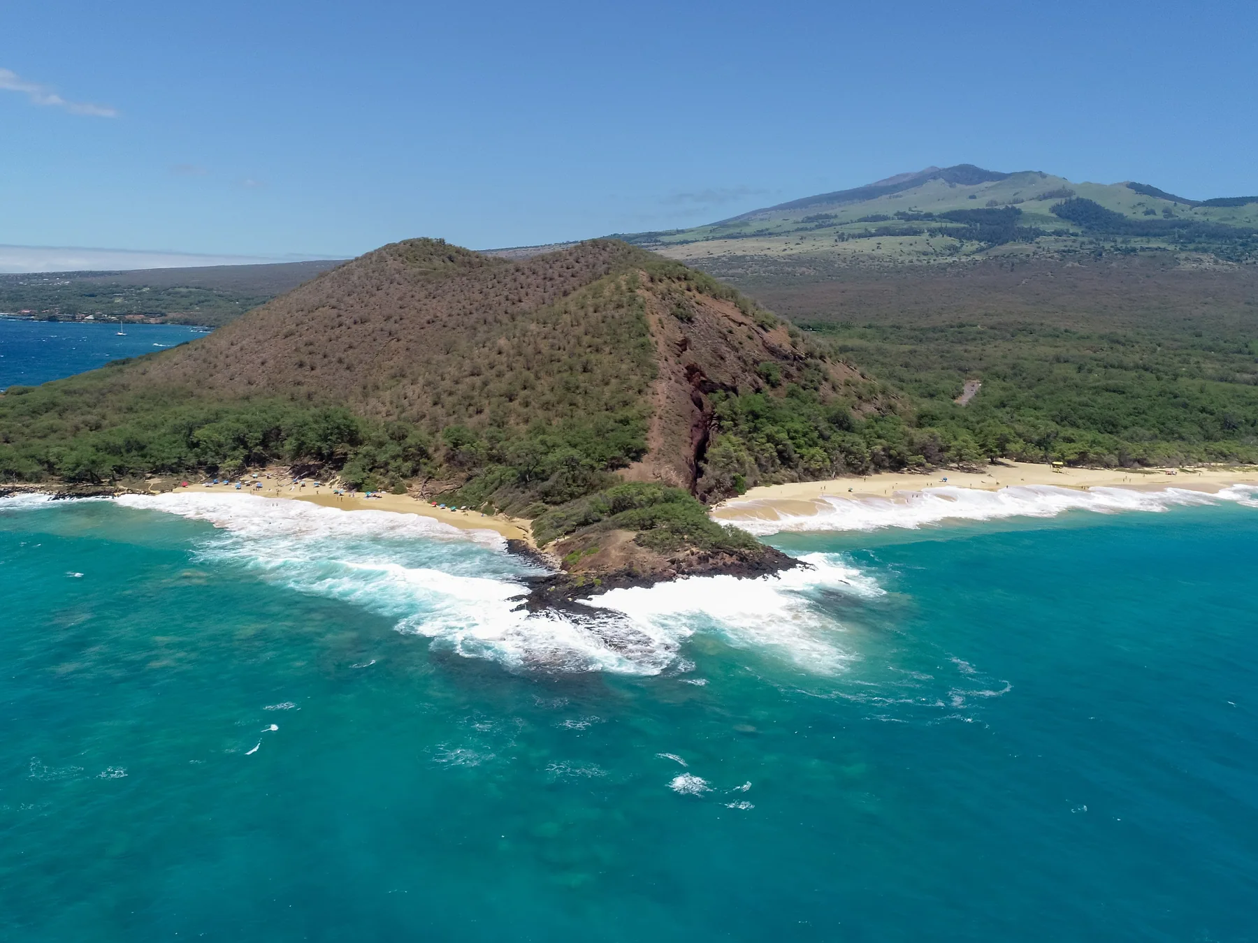 Aerial view of the Makena coastline, South Maui